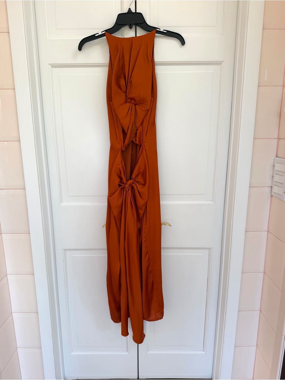 Andrea Iyamah Rust Orange Cutout Front Dress